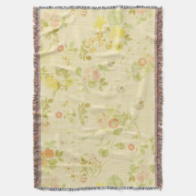 Cobertor Padrão Floral de Estilo Antiquado (Frente Vertical)