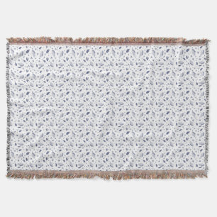 Cobertor Padrão Floral Elegante Azul Escuro e Branco