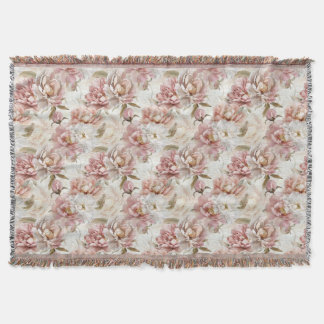 Cobertor Padrão floral neutro estilo vintage