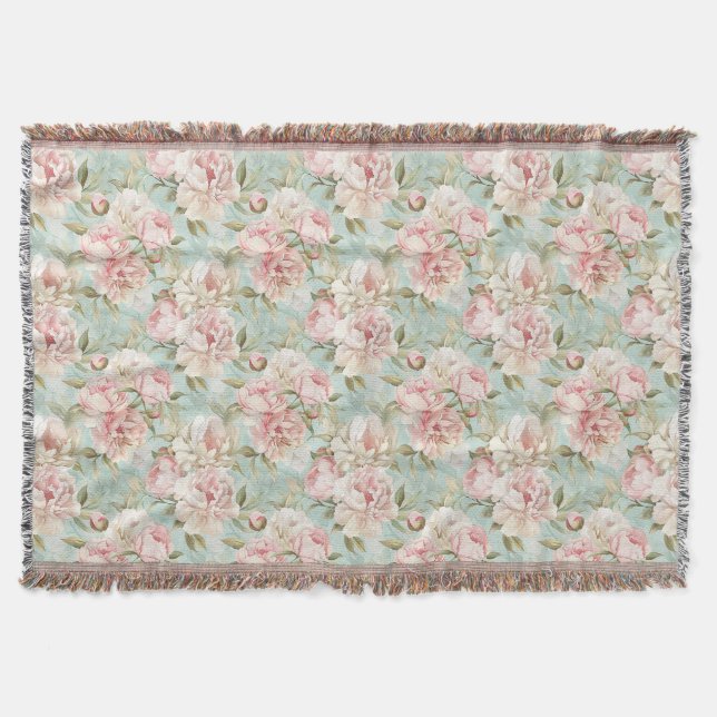Cobertor Padrão floral neutro estilo vintage (Frente)