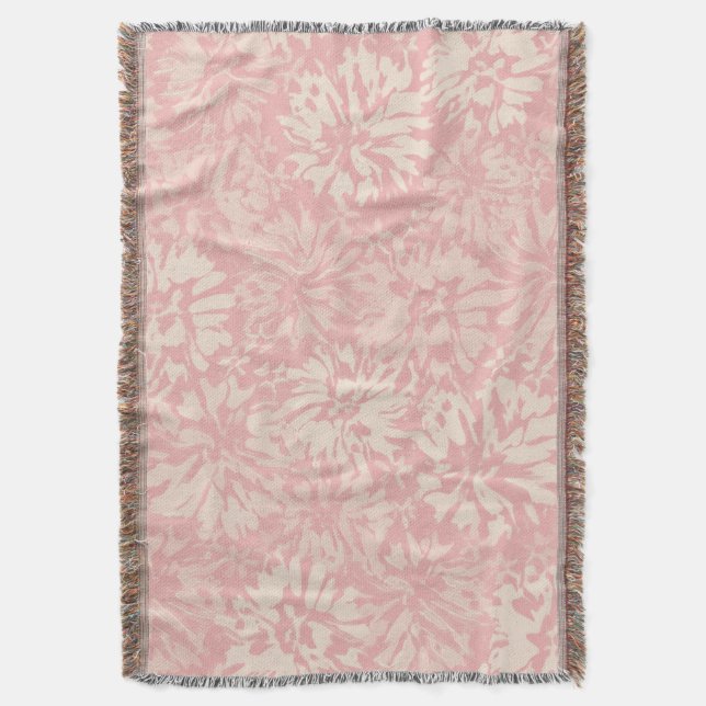 Cobertor Padrão floral retrô em estilo boho. (Frente Vertical)