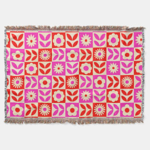 Cobertor Padrão Floral Retro Vibrante