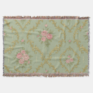 Cobertor Padrão Floral Rococó Elegante em Pastéis Suaves