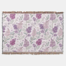Padrão Floral Rosa Suave e Lilás Roxo  