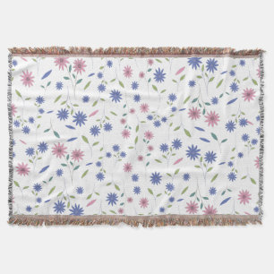 Cobertor Padrão Floral Sem Costura Rosa e Azul