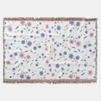 Cobertor Padrão Floral Sem Costura Rosa e Azul
