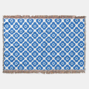 Cobertor Padrão floral simples azul e branco retrô floral