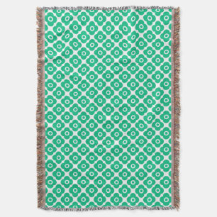 Cobertor Padrão floral simples verde e branco retrô