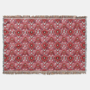 Cobertor Padrão Floral Vermelho Com Acentos de Pérola