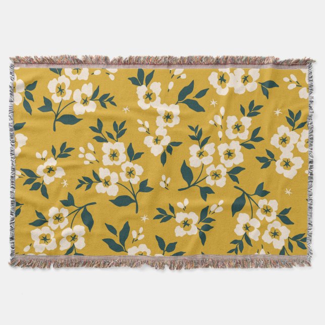 Cobertor Padrão floral vítreo, pequenas flores brancas. (Frente)