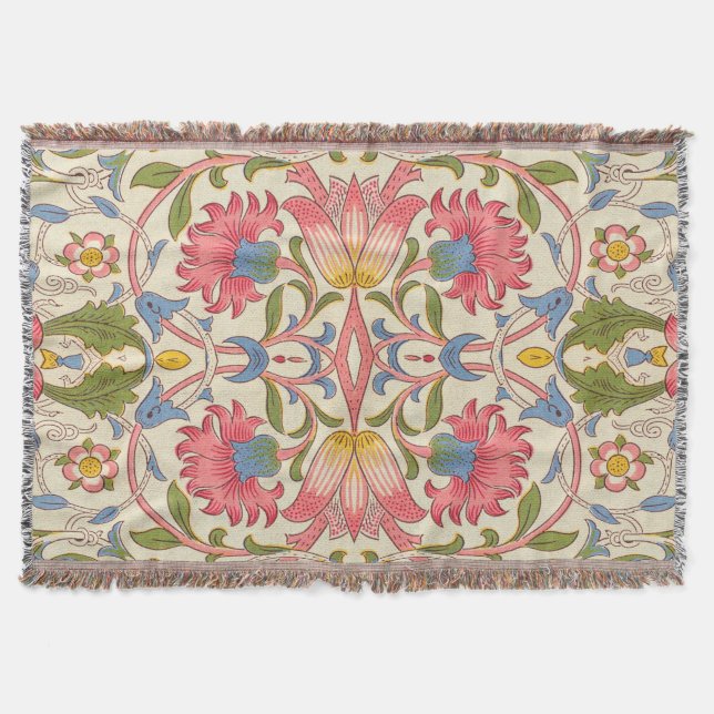 Cobertor Padrão Floral William Morris Lodden Pastel  (Frente)