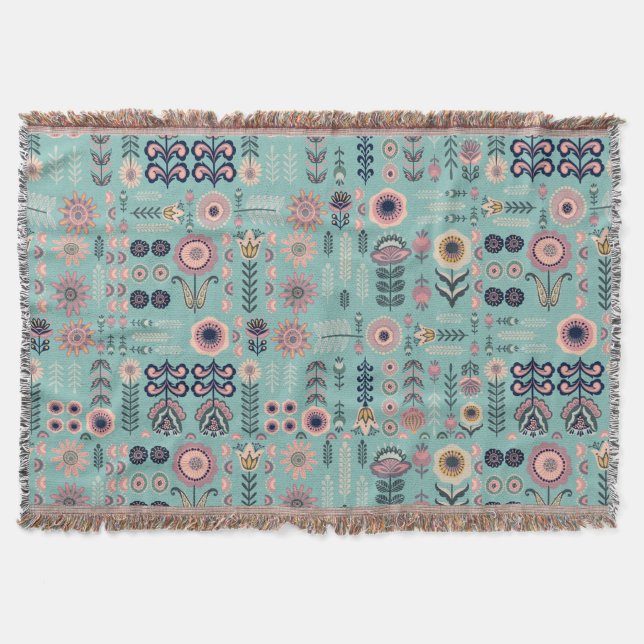 Cobertor Padrão Folk Art Seamless (Frente)