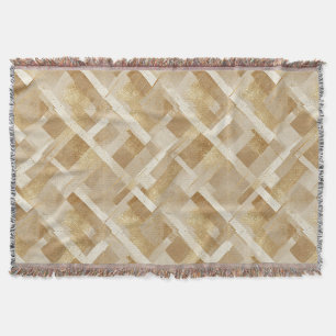 Cobertor Padrão Geométrico Abstrato Dourado com Metal