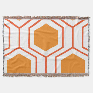 Cobertor Padrão geométrico de abstrato hexágono em laranja 