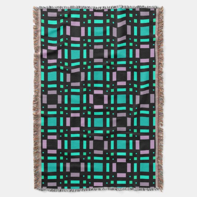 Cobertor Padrão geométrico em cores verdes e geométricas pl (Frente Vertical)