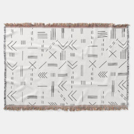 Cobertor Padrão Geométrico Moderno, Gordo Branco Negro