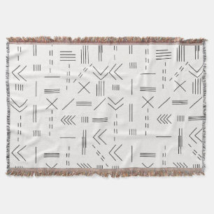 Cobertor Padrão Geométrico Moderno, Gordo Branco Negro