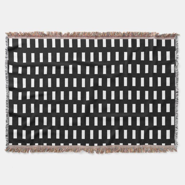 Cobertor Padrão Geométrico Preto e Branco Préppy (Frente)