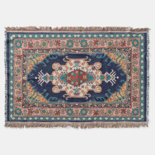 Cobertor Padrão geométrico Radial Preto de Tabriz Persa