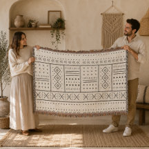 Padrão Geométrico Tribal Marfim Preto | Boho Moder