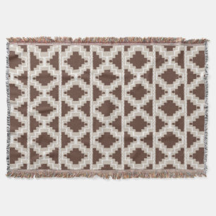 Cobertor Padrão Ikat Aztec - Castanho e Taupe de Chocolate