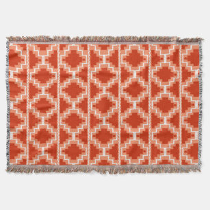 Cobertor Padrão Ikat Aztec - Rusta, Laranja e branco