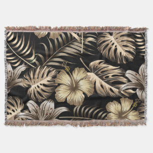 Cobertor Padrão Invisível Floral com Folhas.