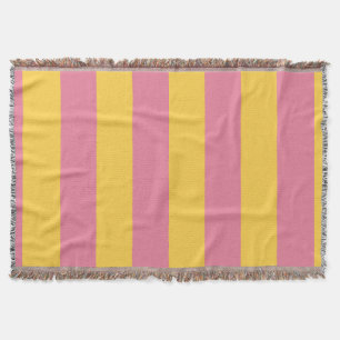 Cobertor Padrão Listrado Vertical Rosa Vibrante e Amarelo
