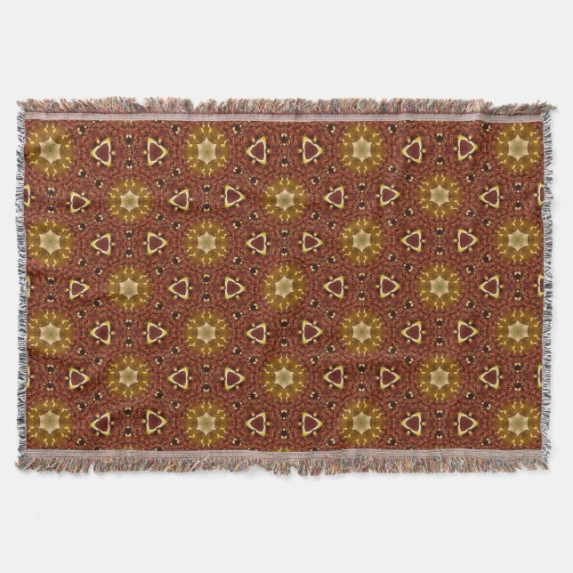 Cobertor Padrão Masala Amarelo Marrom Apimentado (Frente)
