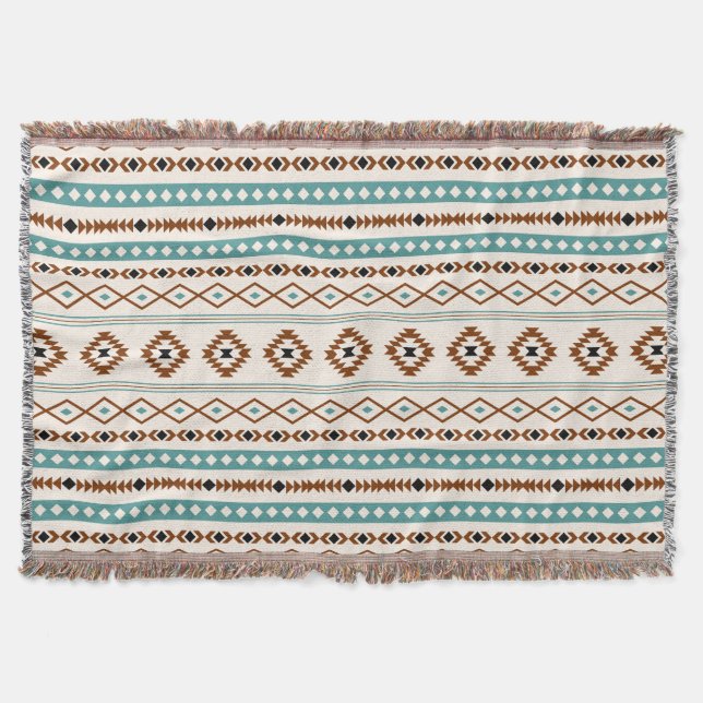 Cobertor Padrão Misto Aztec Aztec Teal Terracotta Black Cre (Frente)