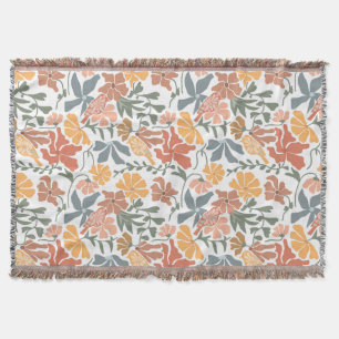 Cobertor Padrão moderno de Meio século Floral e Aves
