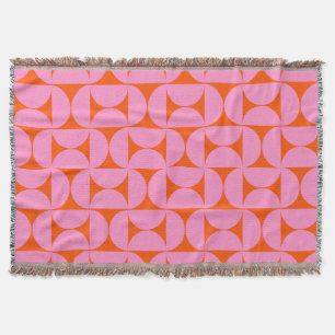 Cobertor Padrão Moderno De Meio século Rosa E Laranja
