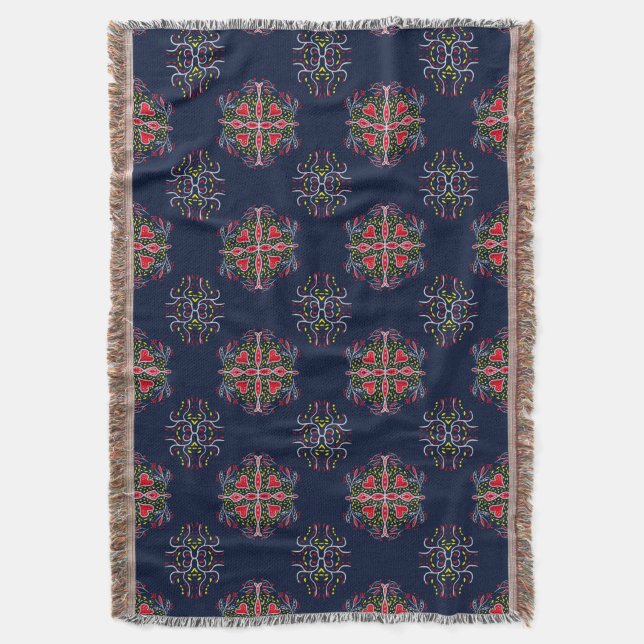 Cobertor padrão ornamental azul (Frente Vertical)