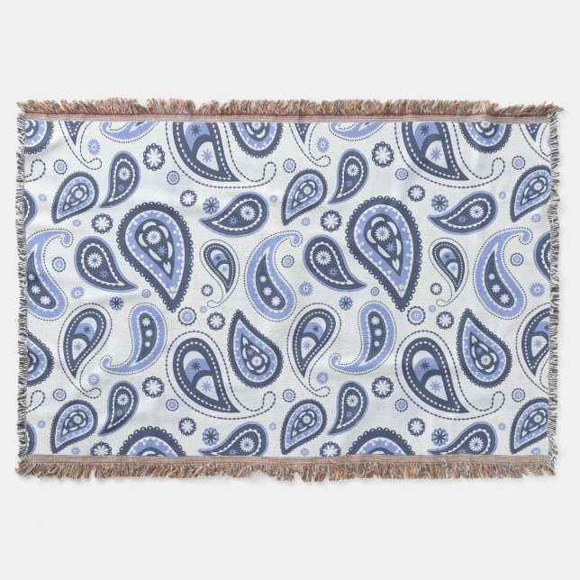 Cobertor Padrão Paisley Azul (Frente)
