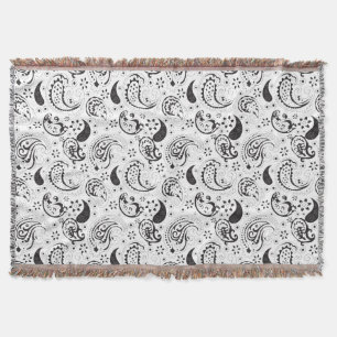 Cobertor Padrão Paisley Preto e Branco – Arte Textil Elegan