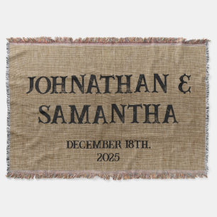 Cobertor Padrão personalizado de burlap natural do casament