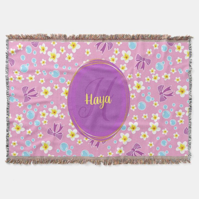 Cobertor padrão personalizado de flores, arcos e bolhas (Frente)