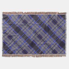 Cobertor Padrão Preto da Cinza Azul Tartan Moderno