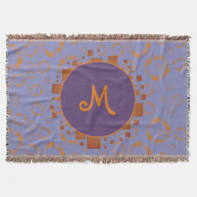 Cobertor Padrão Quadrado do Círculo Púrpura Laranja de Mono (Frente)