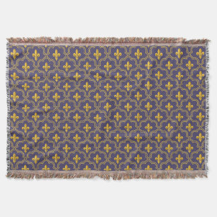 Cobertor Padrão Roxo e Dourado da Fleur-de-Lis Real