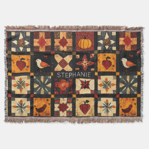 Cobertor Padrão Rustic Autumn Patchwork Quilt Farmhouse