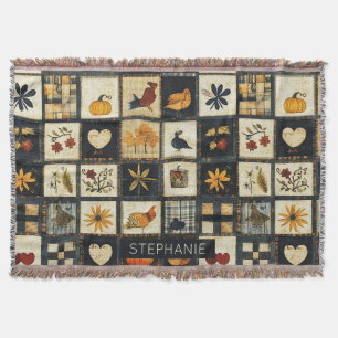 Cobertor Padrão Rustic Autumn Quilt Patchwork de fazenda
