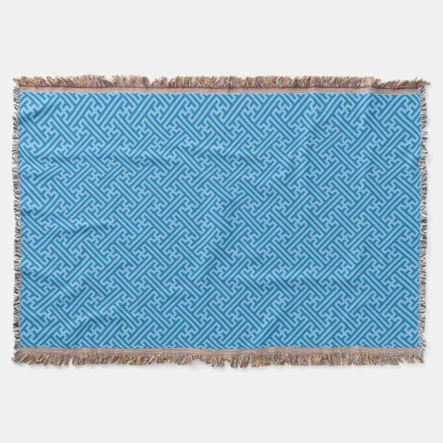 Cobertor Padrão Sayagata, japonês, azul e azul-bebê (Frente)