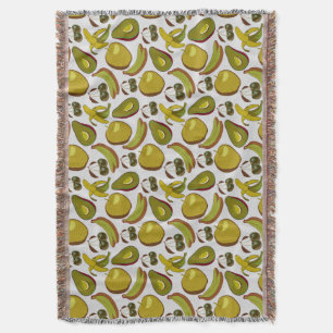 Cobertor Padrão sem costura de fruta tropical amarelo e bra