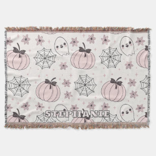 Cobertor Padrão sem costura do Pastel Pink Halloween