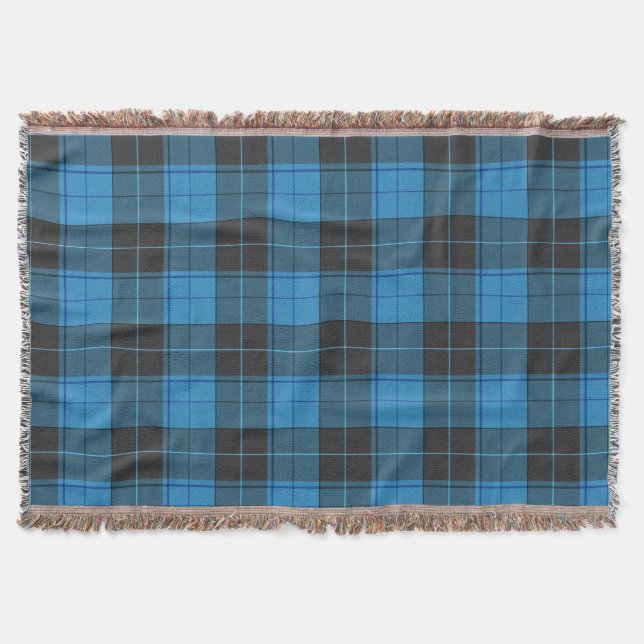 Cobertor Padrão Simples de Tartan em Azul Escuro (Frente)