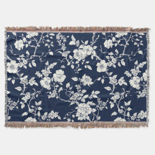 Cobertor Padrão Toile Floral Vintage Azul (12)