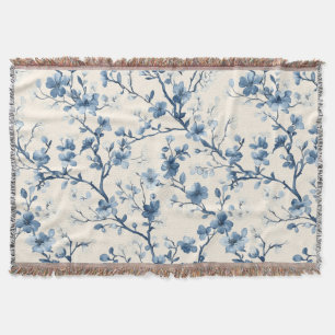 Cobertor Padrão Toile Floral Vintage Azul (4)