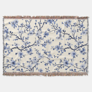 Cobertor Padrão Toile Floral Vintage Azul (5)