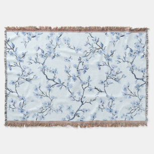 Cobertor Padrão Toile Floral Vintage Azul (9)